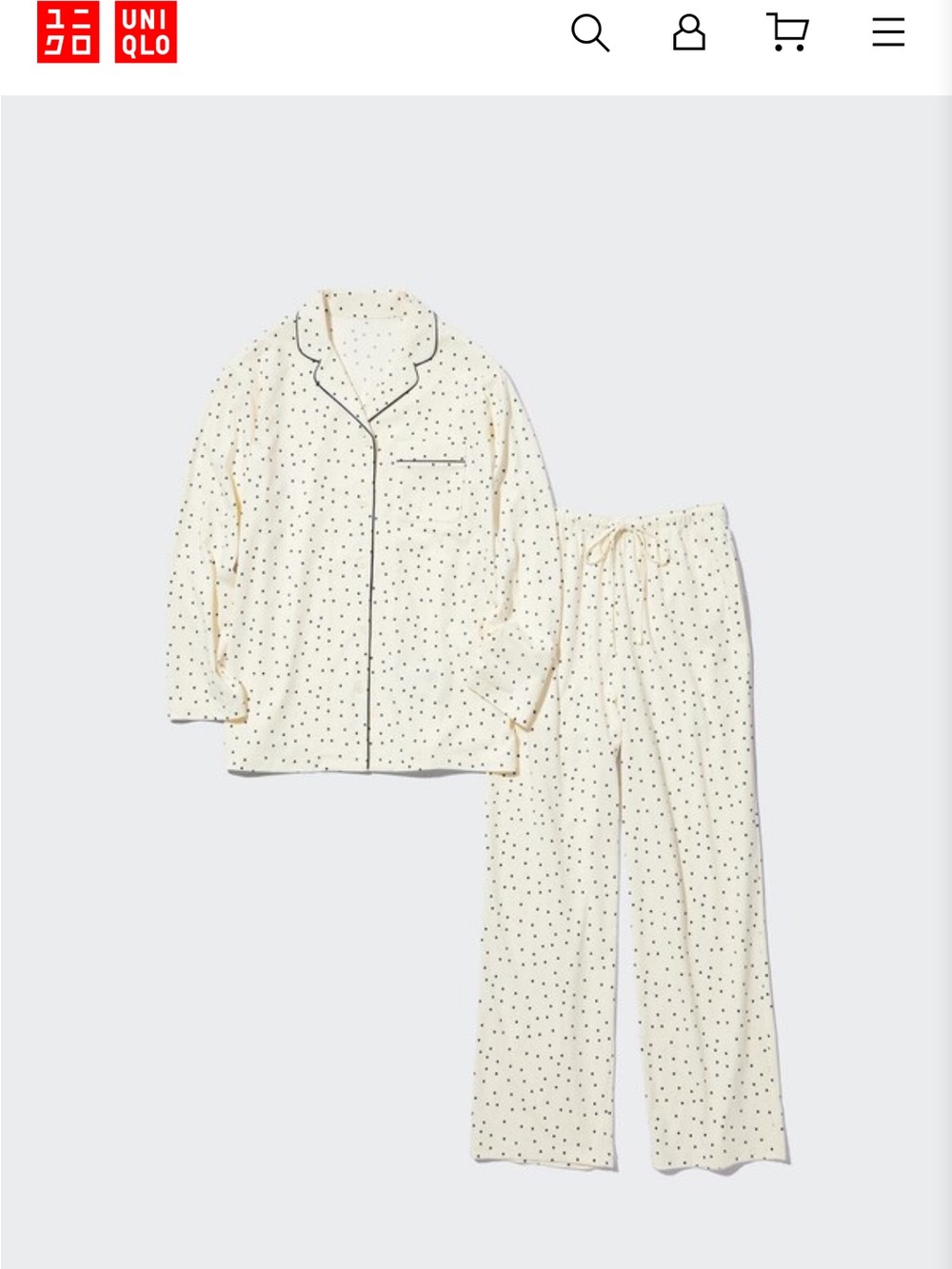 UNIQLO Cream Polka Dot Women's Pajama Set